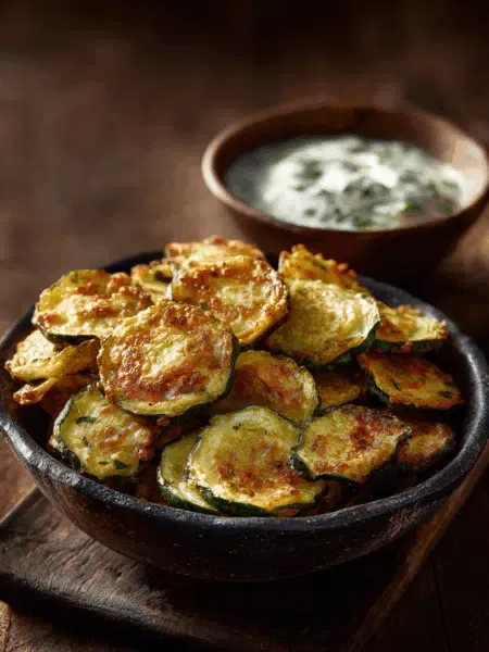 Knusprige Zucchini-Chips aus der Heißluftfritteuse mit Kräuterdip