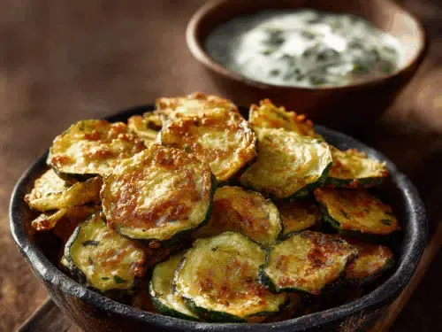 Knusprige Zucchini-Chips aus der Heißluftfritteuse mit Kräuterdip