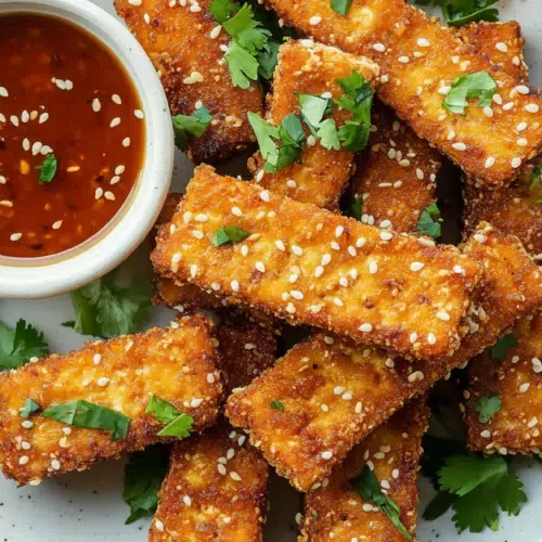 Vegane Tofu-Sticks mit Sesamkruste