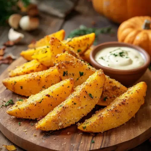 Frittierte Kürbisspalten aus der Heißluftfritteuse