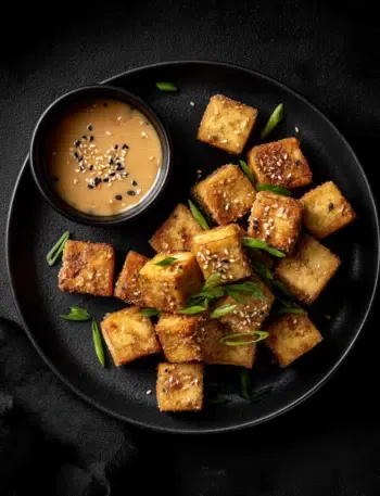 Knusper-Tofu mit Erdnuss-Dip aus der Heißluftfritteuse