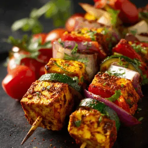 Tofu-Tikka-Spieße aus der Heißluftfritteuse
