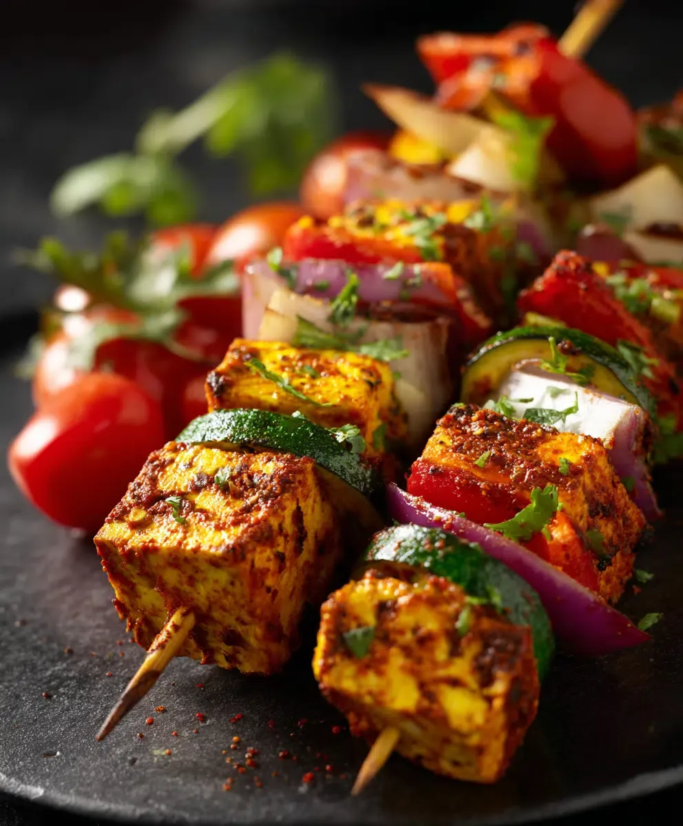 Tofu-Tikka-Spieße aus der Heißluftfritteuse