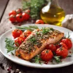 Mediterraner Airfryer-Lachs mit Kirschtomaten