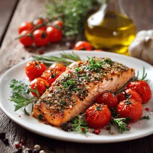 Mediterraner Airfryer-Lachs mit Kirschtomaten
