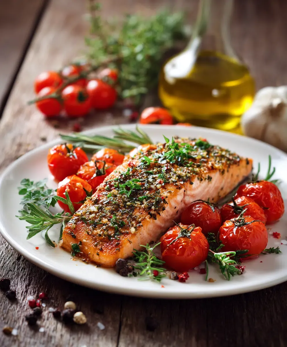 Mediterraner Airfryer-Lachs mit Kirschtomaten
