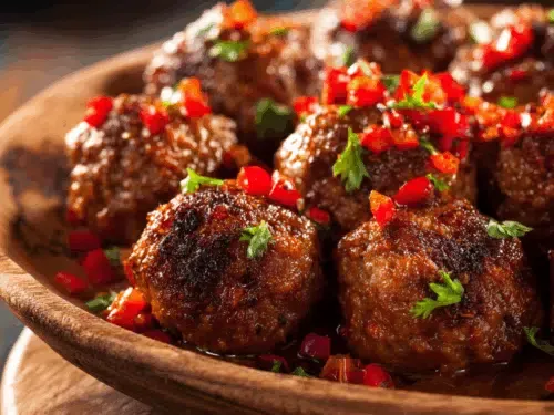 Würzige Airfryer Hackbällchen mit Paprika