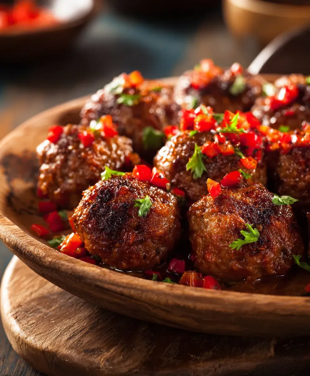 Würzige Airfryer Hackbällchen mit Paprika