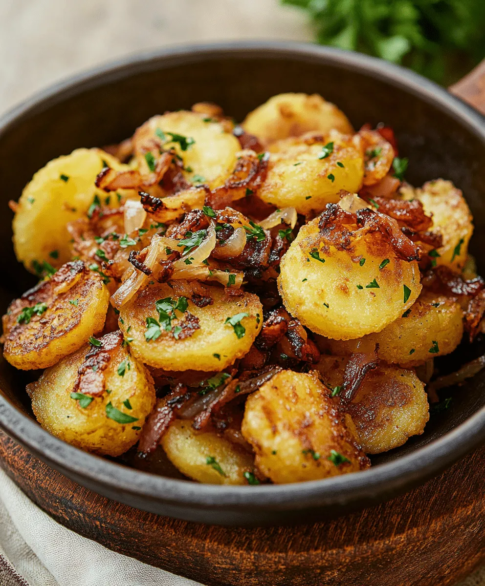 Bratkartoffeln mit Speck und Zwiebeln aus der Heißluftfritteuse Bratkartoffeln mit Speck und Zwiebeln aus der Heißluftfritteuse