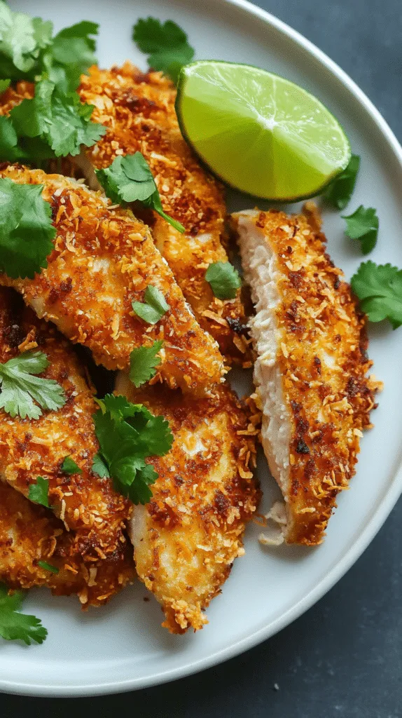 Knusprige Hähnchenfilets im Kokosmantel