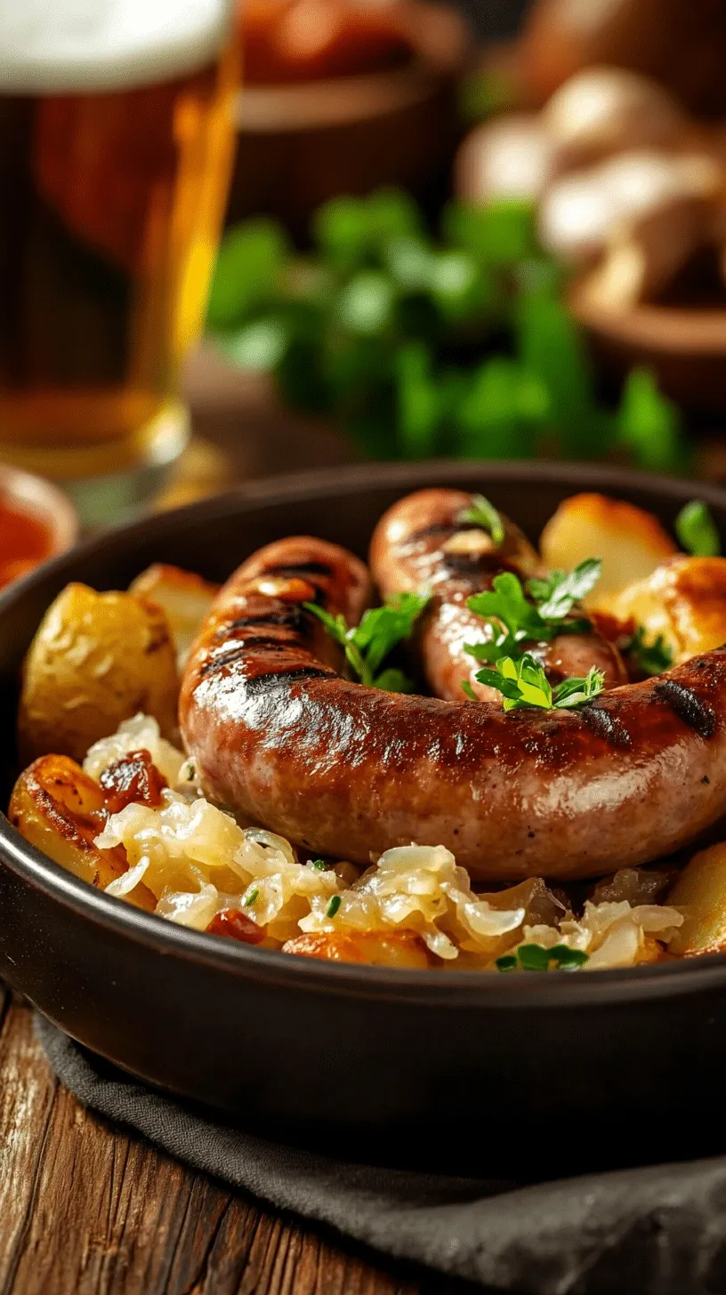 Bratwurst mit Sauerkraut und Kartoffeln aus der Heißluftfritteuse ...